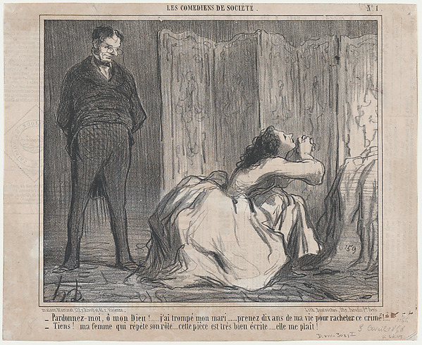 Honoré Daumier, Pardonnez-moi, ô mon Dieu!..., from Les Comédiens de Société, published in Le Charivari, April 3, 1858