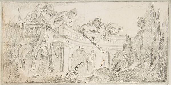Giovanni Battista Tiepolo, Illustration for a Book: Scene of Men Disposing of Corpse in a Garden