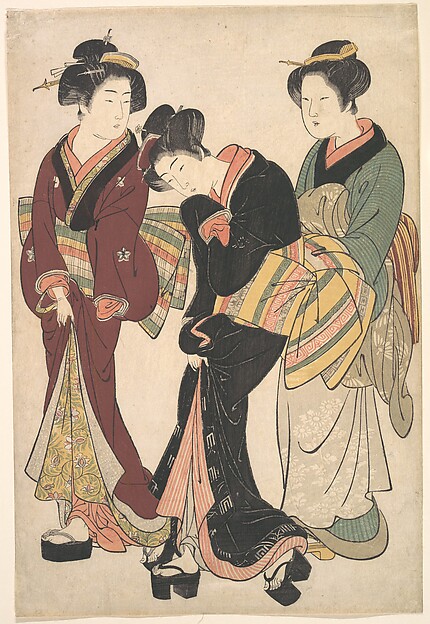 Kitao Shigemasa, Two Geishas and a Maid