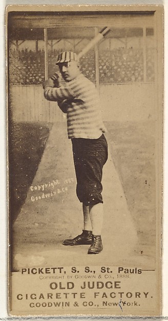 Goodwin & Company, John Thomas Pickett, Shortstop, St. Paul Apostles, from the Old Judge series (N172) for Old Judge Cigarettes