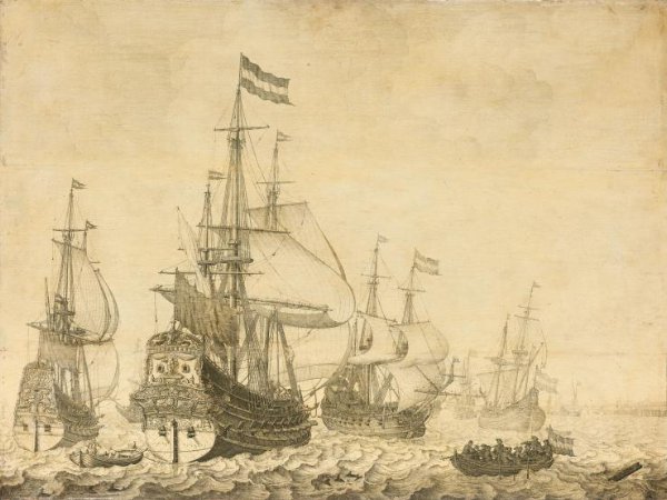 Willem van de Velde (I), "Seascape with the Dutch Men-of-War including the "Drenthe" and the "Prince Frederick-Henry""