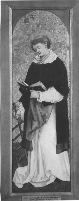 Hans Leonhard Schäufelein, Flügel eines Diakonsaltares: Hl. Laurentius Rückseite: hl. Vincentius von Valencia