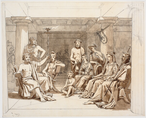 Martinus Rørbye, Antik scene, formentlig Odysseus, der beretter om sine hændelser for Faiakerne