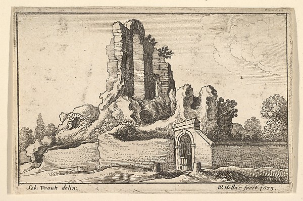 Wenceslaus Hollar, Ruins and a barred gate on the Esquiline Hill in Rome, from "Roman Ruins"