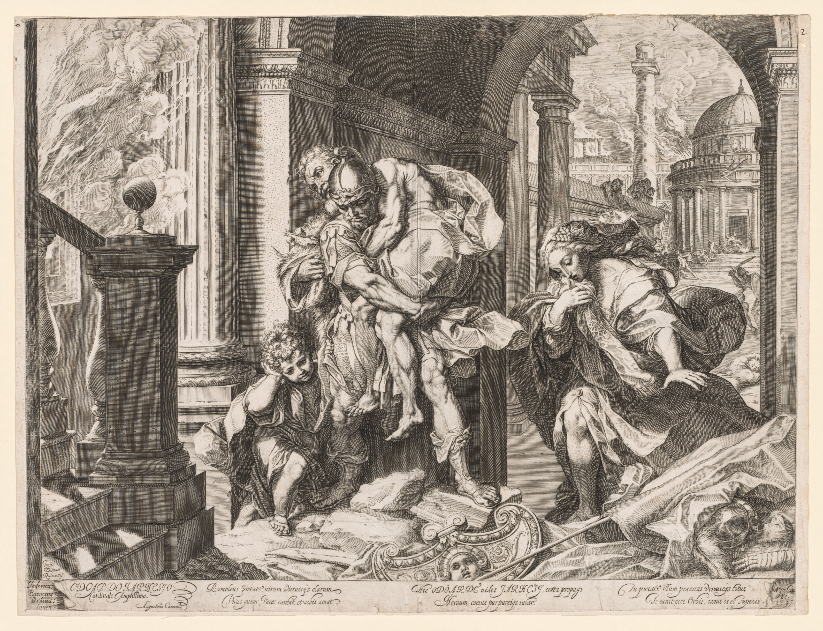 Agostino Carracci, Aeneas and His Family Fleeing Troy