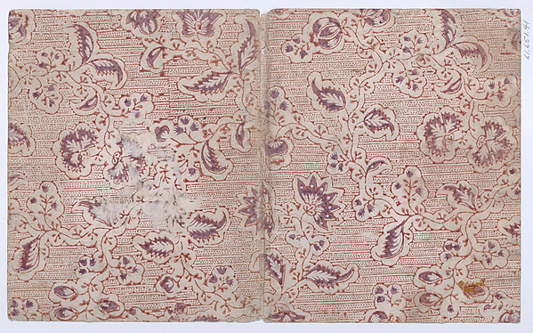Anonymous, Book cover with overall paisley, dot, and stripe pattern
