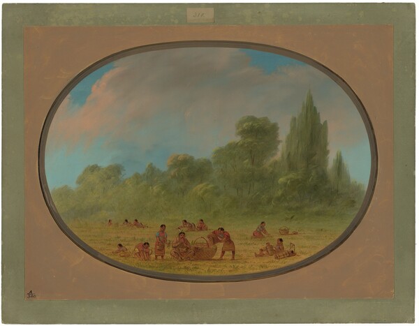 George Catlin, Caddoe Indians Gathering Wild Strawberries