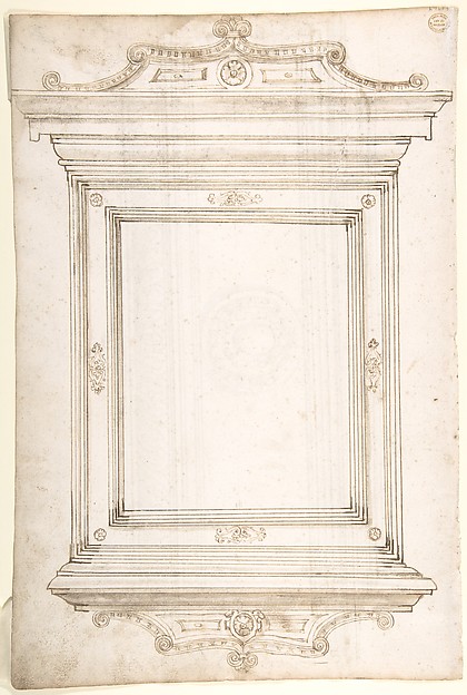 Anonymous, Italian, 16th century, Design for a Frame (recto); Design for a Cassone (verso)