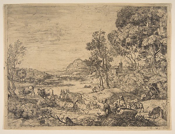 Claude Lorrain (Claude Gellée), Shepherd and Shepherdess Conversing in a Landscape