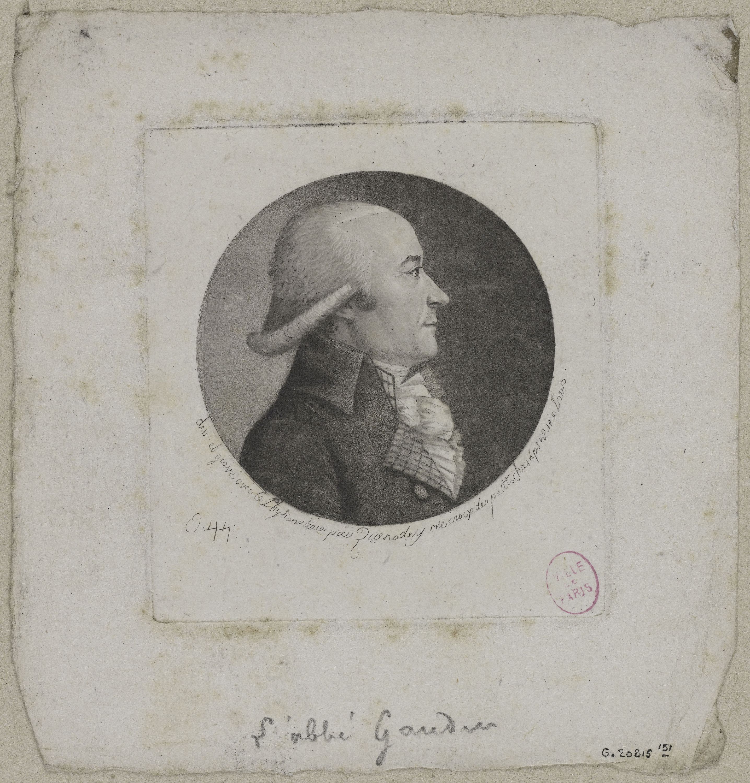 Edmé Quenedey, Portrait de l'abbé Gaudin