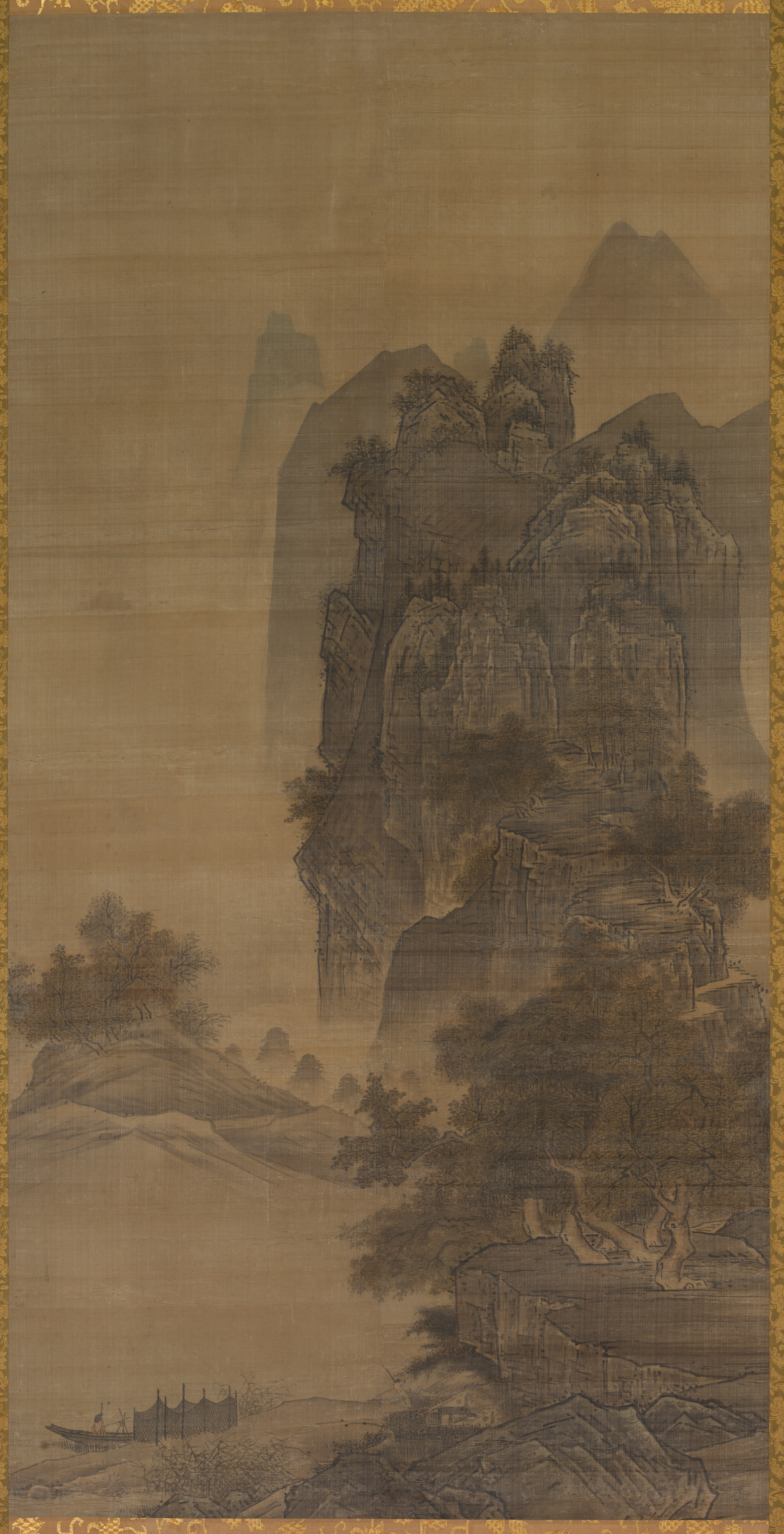 Sesshū Tōyō, Sunset Glow over a Fishing Village, from Eight Views of Xiao-Xiang