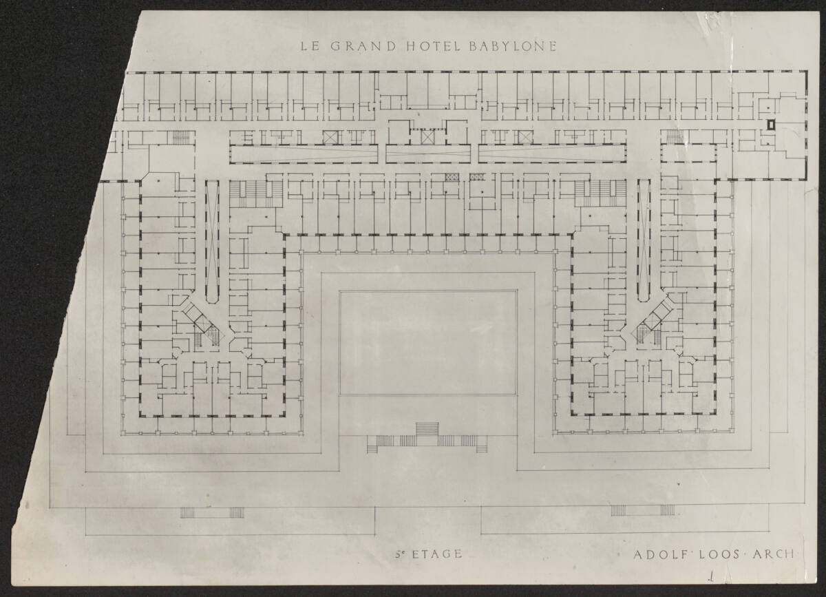 Anonym, Grand Hotel Babylon, Nizza, Grundrissentwurf 5. Etage