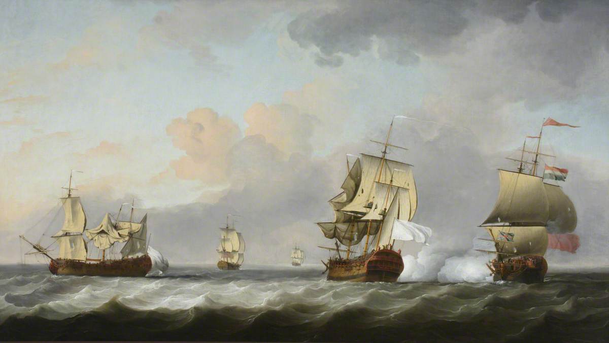 Charles Brooking, The Capture of the 'Marquise d'Antin' and 'Louis Erasme' by the English Privateers 'Duke' and 'Prince Frederick', 10 July 1745