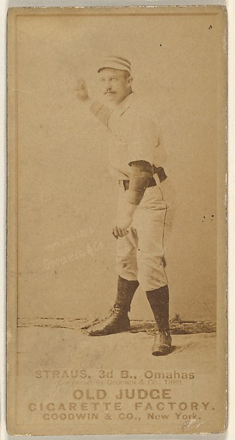 Goodwin & Company, Joseph "Joe" Strauss, 3rd Base, Omaha Omahogs/ Lambs, from the Old Judge series (N172) for Old Judge Cigarettes