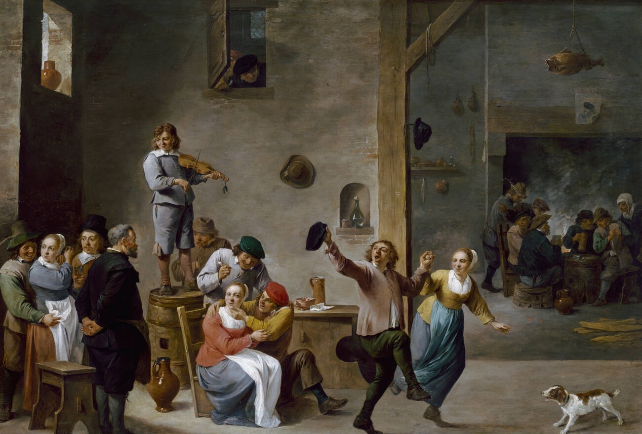 David Teniers the Younger, Interior of an inn with dancing peasants