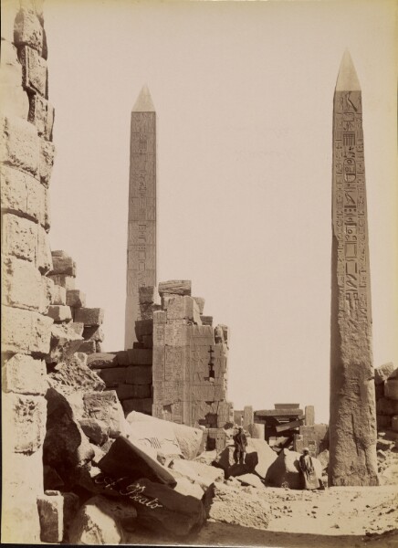 Antonio Beato, [View of the Obelisks with the Sanctuary at Karnak] / [Karnak, Vue des Obelisques avec le Sanctuaire]