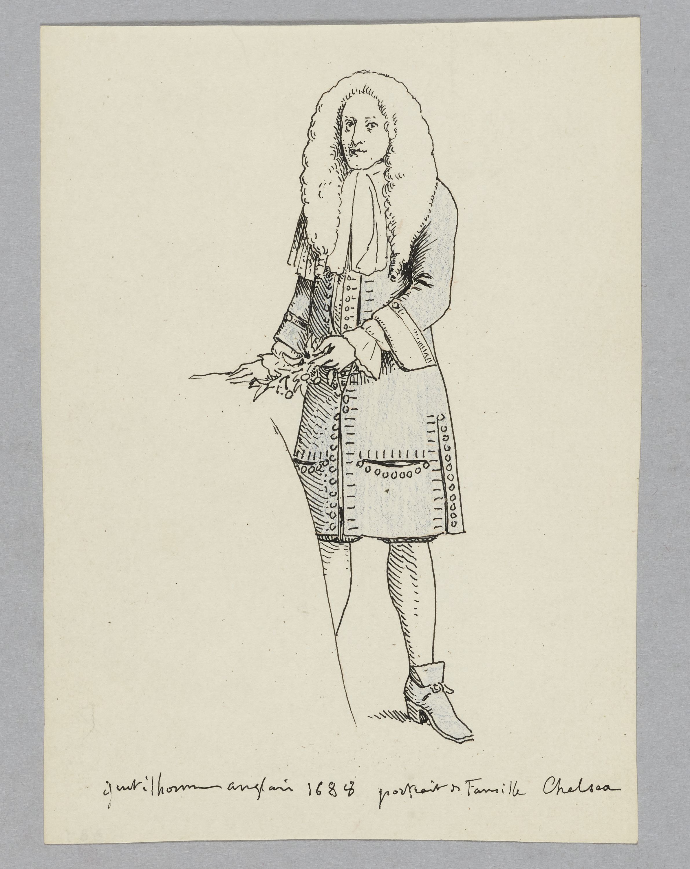 Maurice Leloir, Gentilhomme anglais 1688, portrait de famille Chelsea, Fonds d’archives graphiques de Maurice Leloir