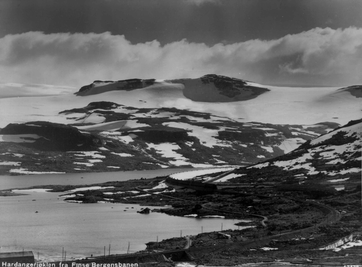 Anders Beer Wilse, Wilse original, Hardangervidda, Hardangerjokulen, Samferdsel, Jernbane, Bergensbanen, Finsvatnet