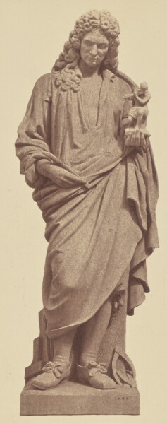 Édouard Baldus, ["Coysevox", Statue by Jules Droz, Decoration of the Louvre, Paris]
