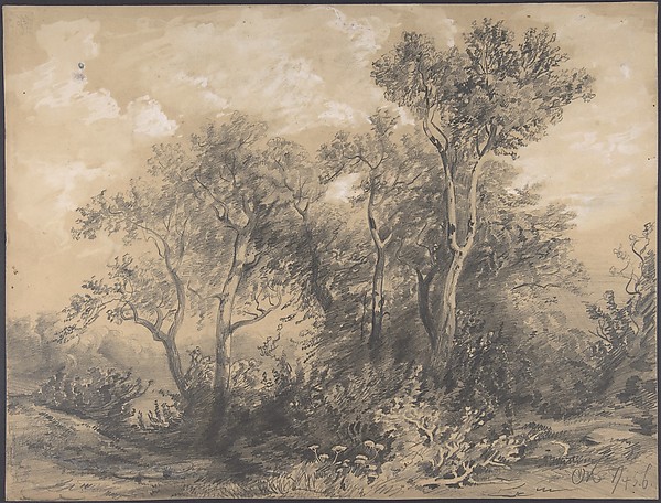 Alexandre Calame, Trees (recto); Soldiers in a Wood (verso)