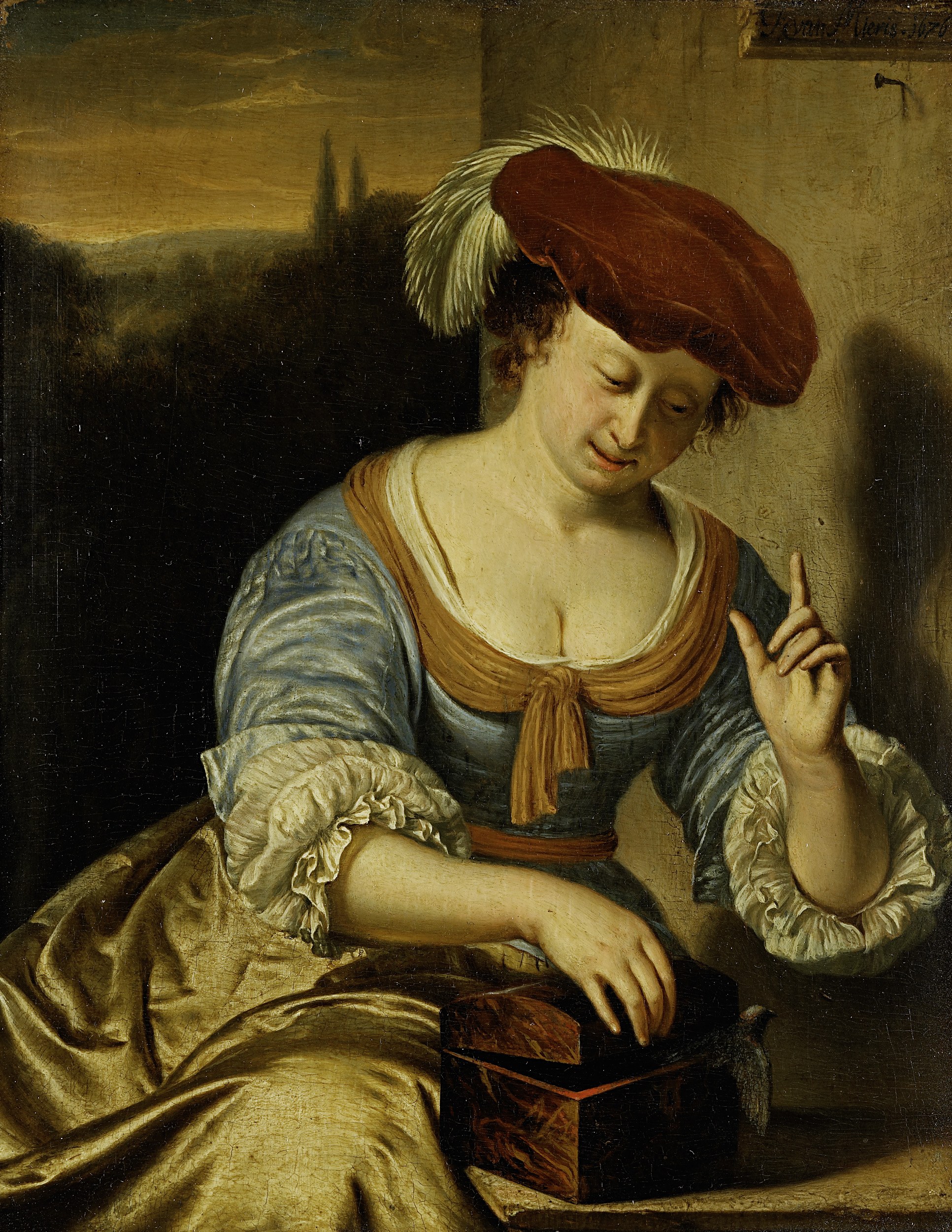 Frans van Mieris the Elder, The flown bird: allegory on the loss of virginity