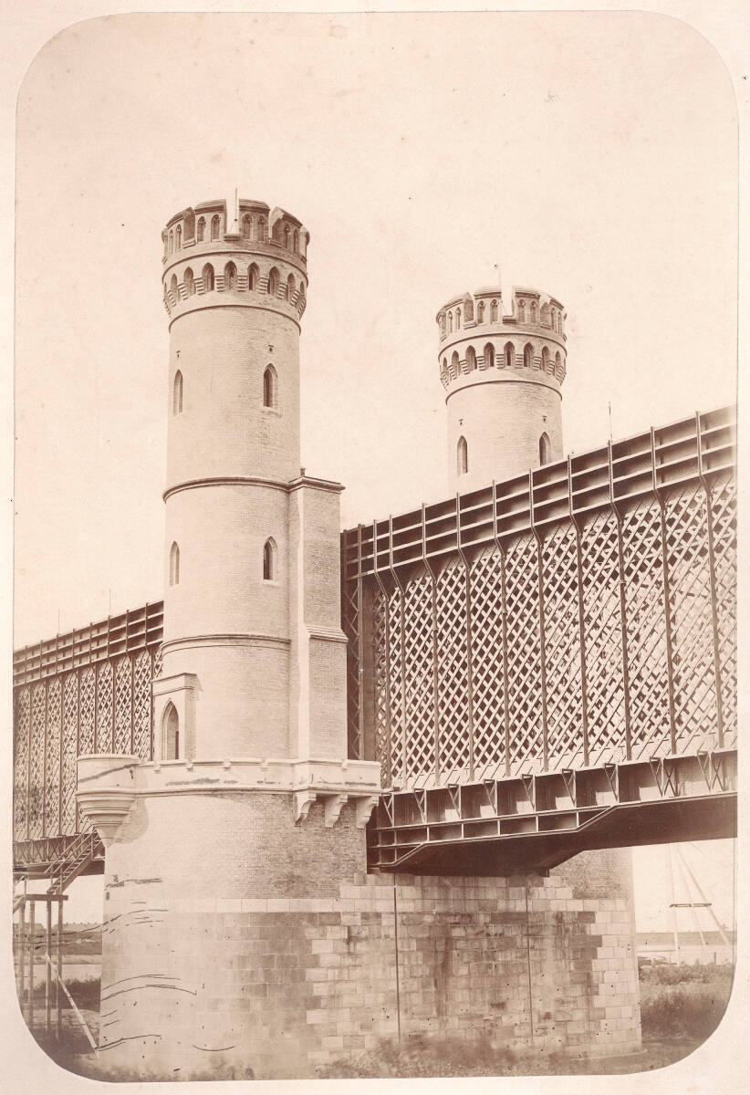 Anonym, Bau der Eisenbahnbrücke über die Vistula bei Tczew