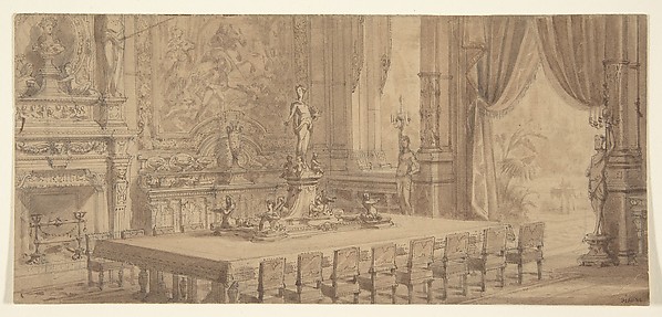 Anonymous, French, 19th century, Architectural Interior