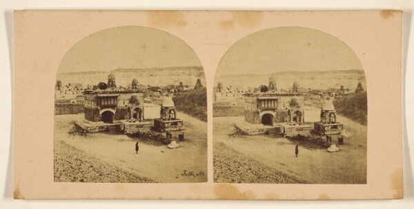 Francis Frith, Modern Painted Tombs near Cairo. - Tombs of the Caliphs in the distance.