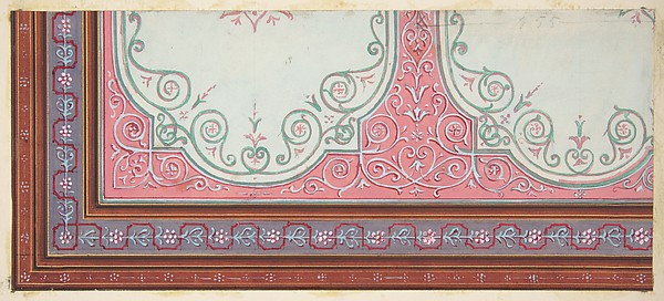 Jules-Edmond-Charles Lachaise, Partial design for the decoration of a ceiling with scrollwork and a border of ribbons and berries