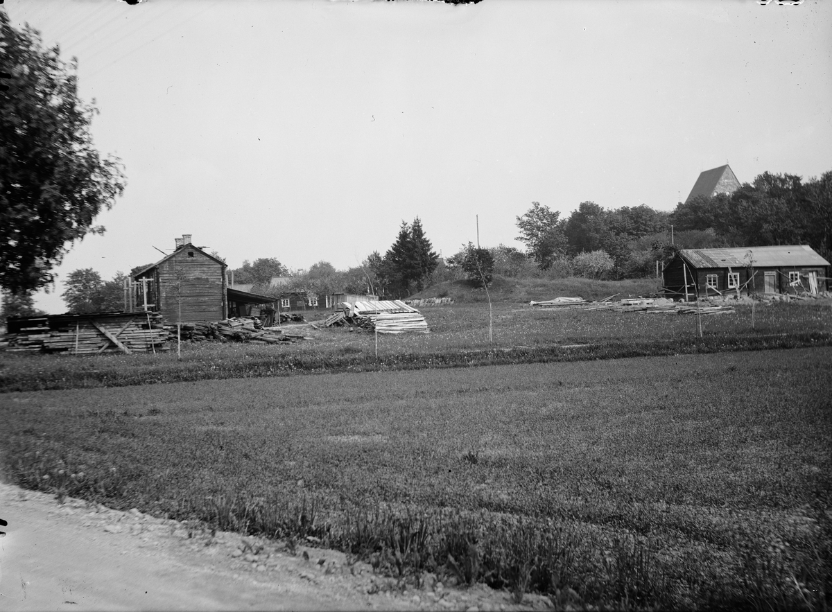 Paul Sandberg, Nyvlastugan and Bärbystugan at the open-air museum Disagården, Old Uppsala during resumption in 1929