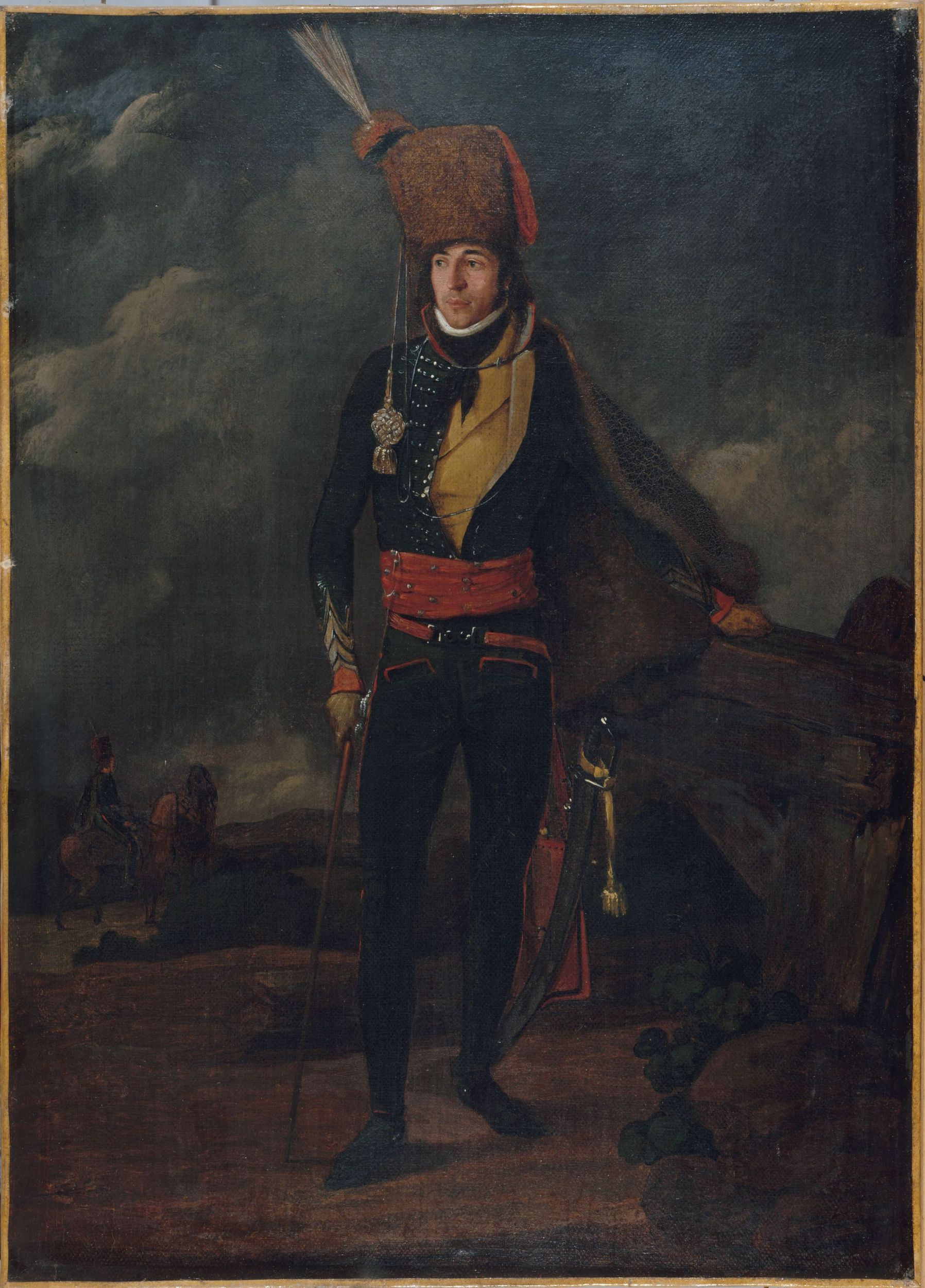 Anonyme, Portrait d'un lieutenant du 8e hussards, entre 1793 et 1795