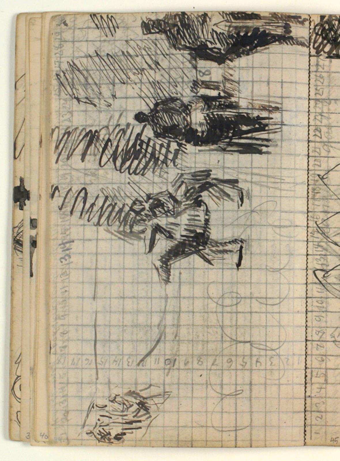 Niels Larsen Stevns, Kompositionsudkast til Blichers novelle "Vinhandleren og Herremanden", p. 208 - Afskeden ved Sæbygård, kvadreret