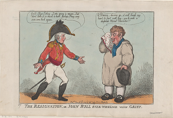 Thomas Rowlandson, The Resignation, or John Bull Over-Whelmed with Grief