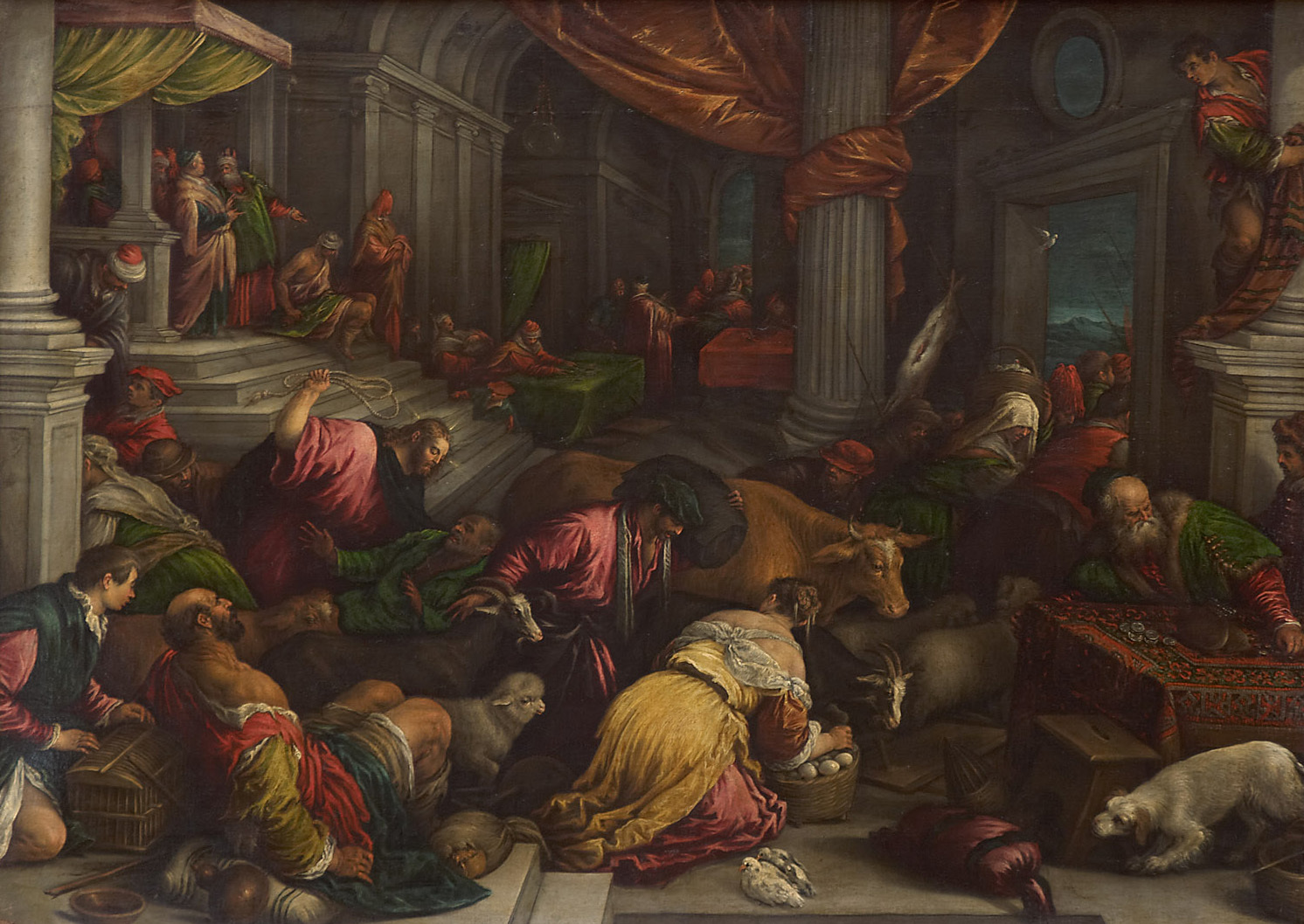 Leandro Bassano, Christus vertreibt die Händler aus dem Tempel