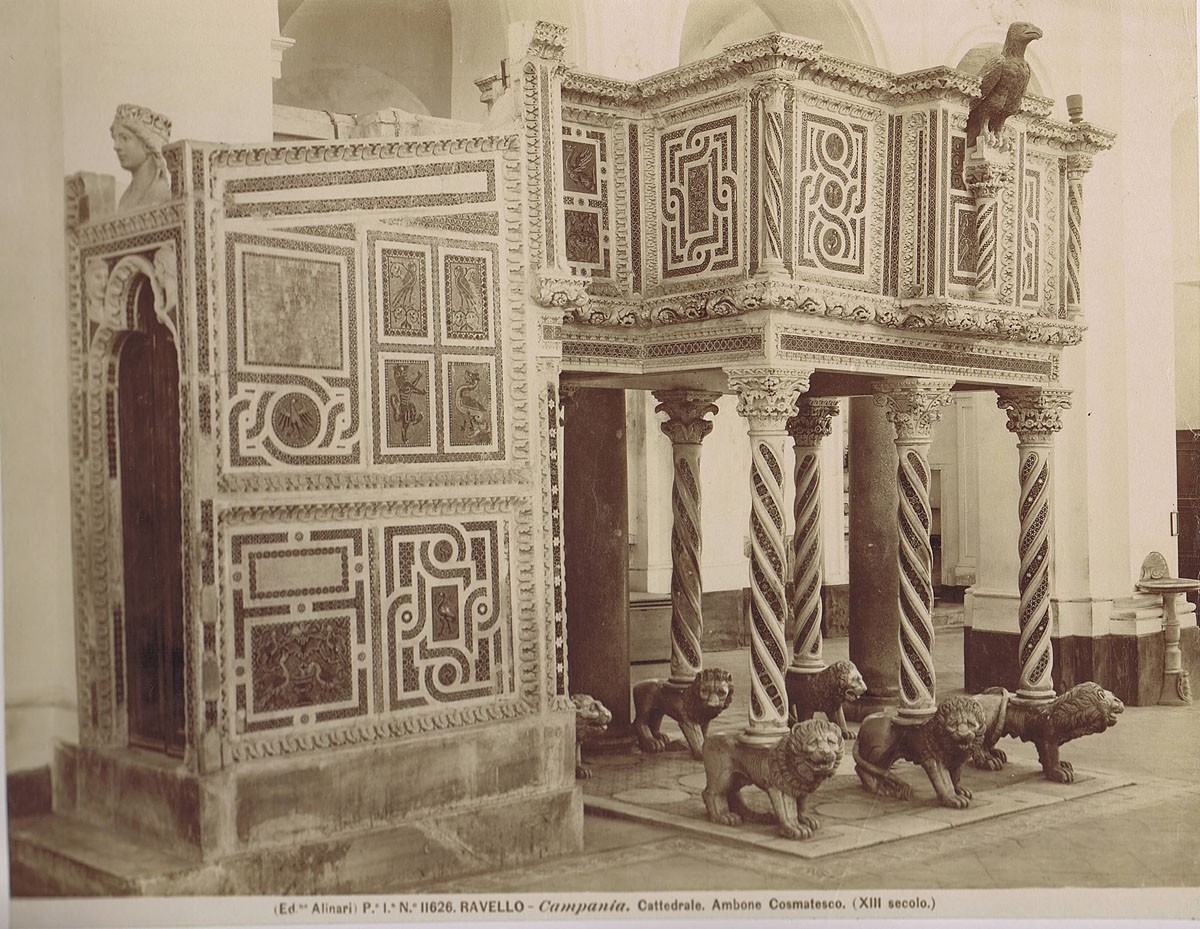 Fratelli Alinari, Ambo in Kosmatenarbeit (13. Jahrhundert), Dom von Ravello (Kampanien)