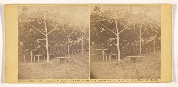 Timothy H. O'Sullivan, Officers of the 50th New York Vol. Engineers, celebrating the 4th of July, 1864, in front of Petersburg, Va.