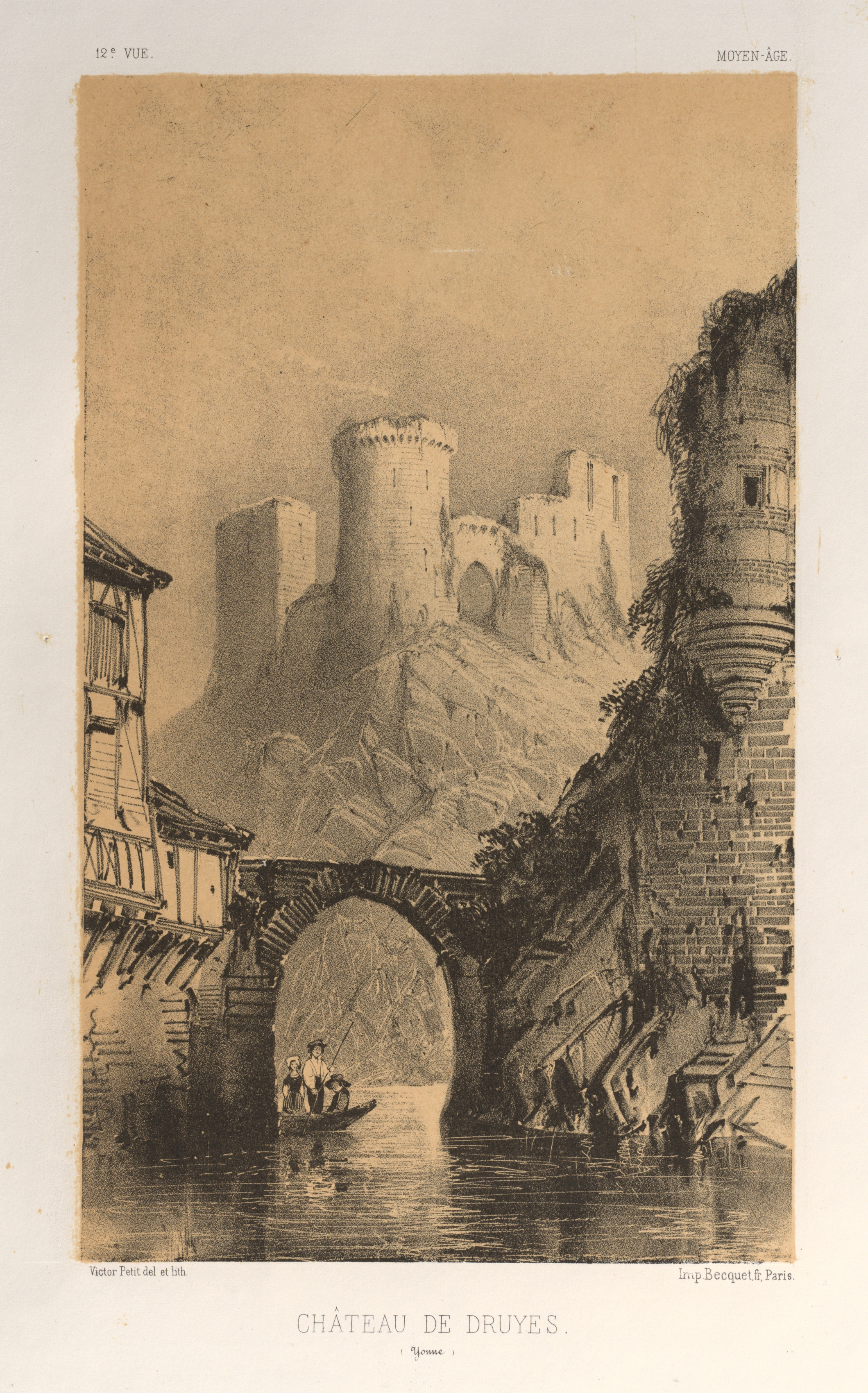 Victor Petit, Architecture Pittoresque ou Monuments des xveme. Et xvieme. Siecles: Chateaux De France des XV et XVI Siecles: Pl. 12, Chateau De Druyes (Yonne)
