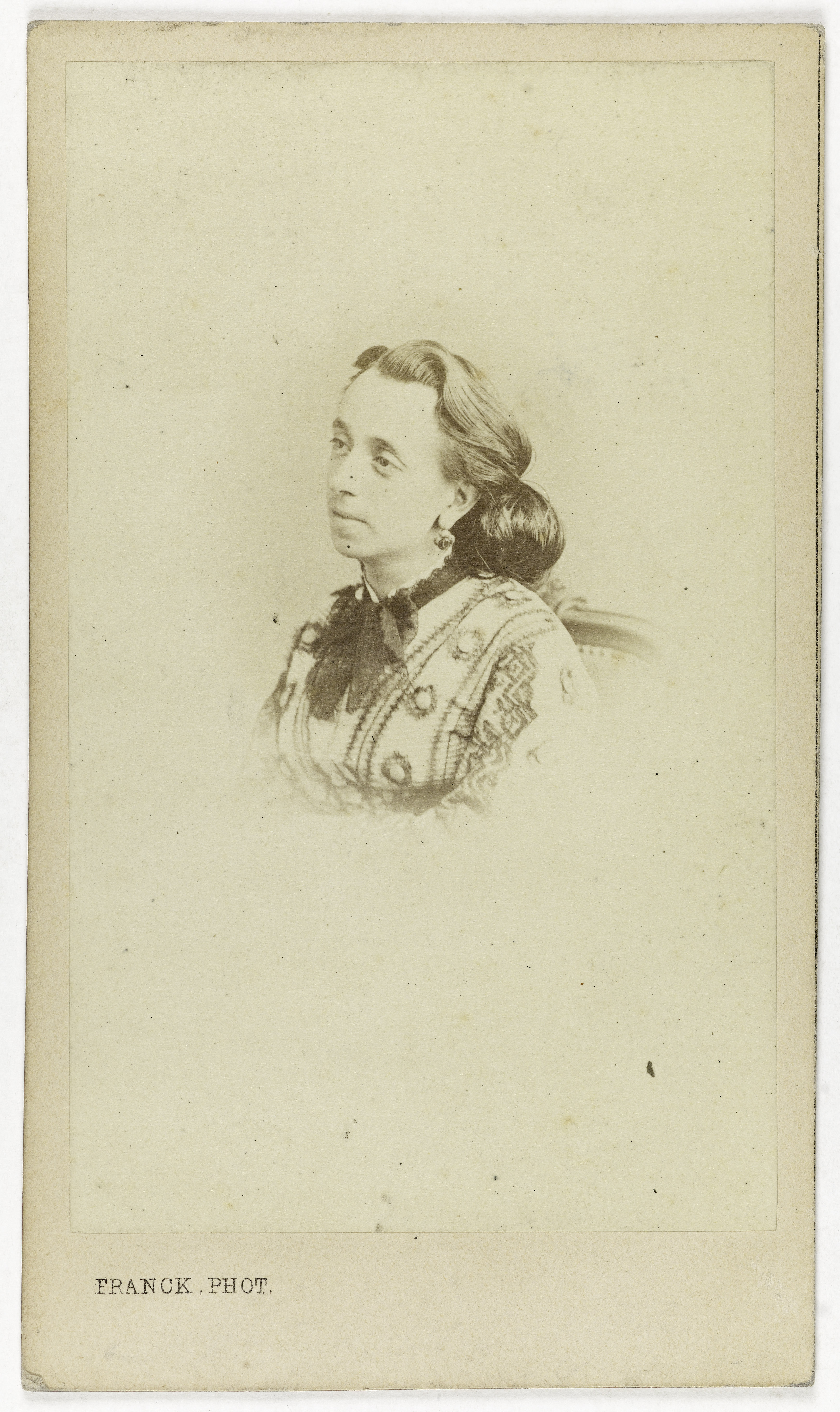 Franck, Portrait de Victoire Élisa Macé (v.1836-1894), dite Marguerite Macé-Montrouge, actrice de théâtre.