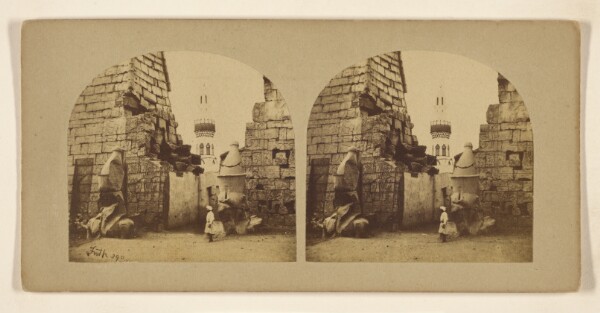 Francis Frith, The Entrance to the Great Temple of Luxor. Showing the Beautiful Granite Obelisk of Rameses The Great, and Two...Colossi...