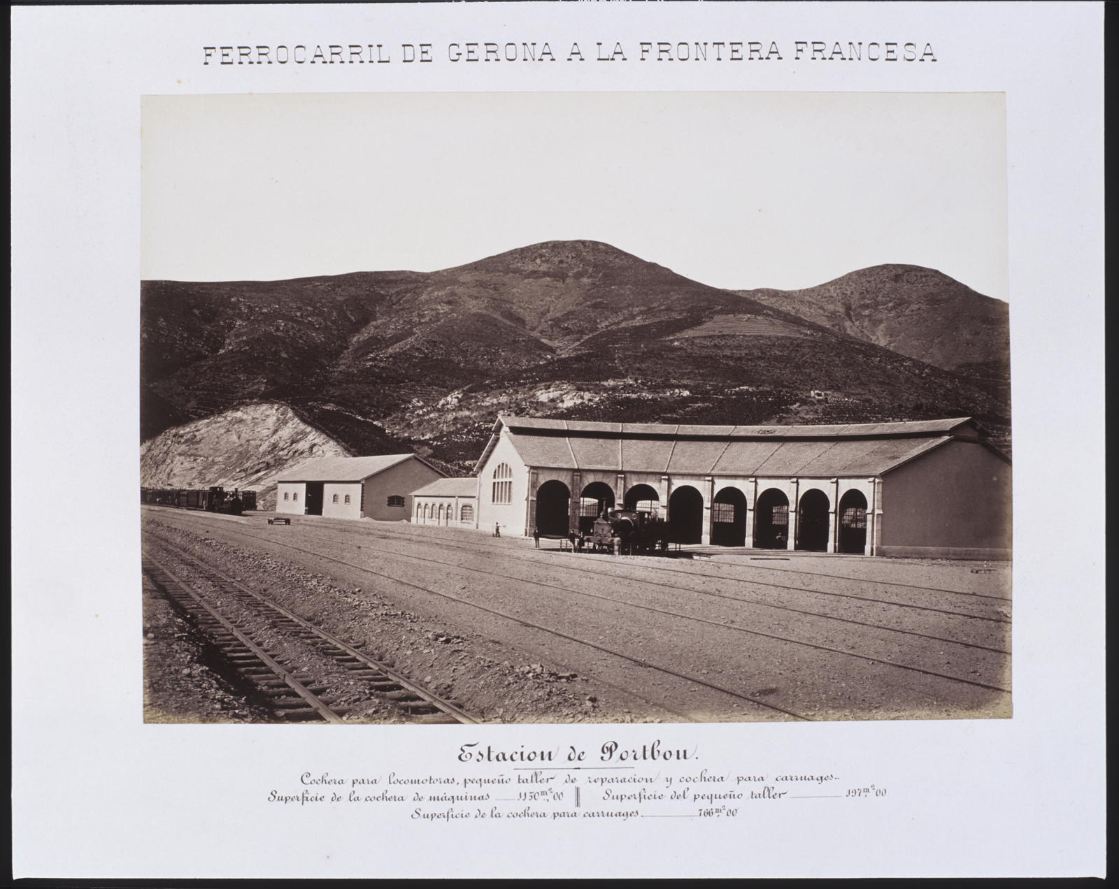 Desconegut, Ferrocarril de Gerona a la Frontera Francesa. Estacion de Portbou. Cocheras y taller de reparación