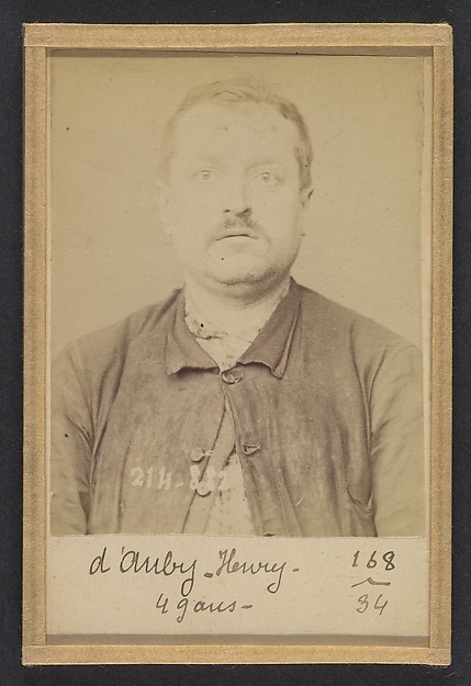 Alphonse Bertillon, D'Auby. Henri. 48 (ou 49) ans, né à Montmédy (Meuse). Menuisier. Anarchiste. 28/2/94.