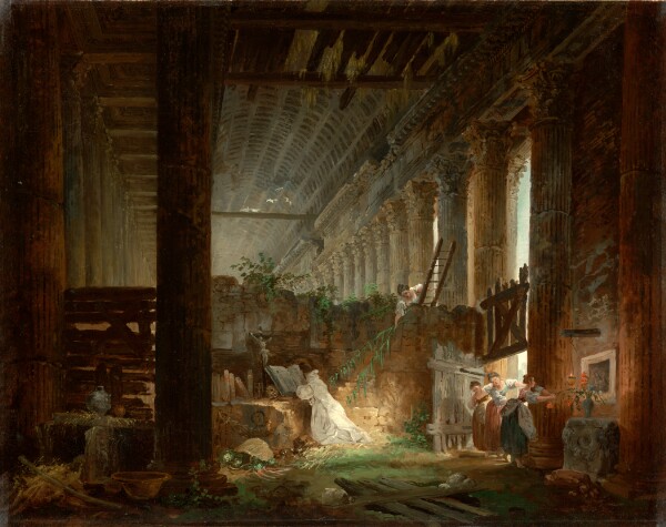 Hubert Robert, A Hermit Praying in the Ruins of a Roman Temple