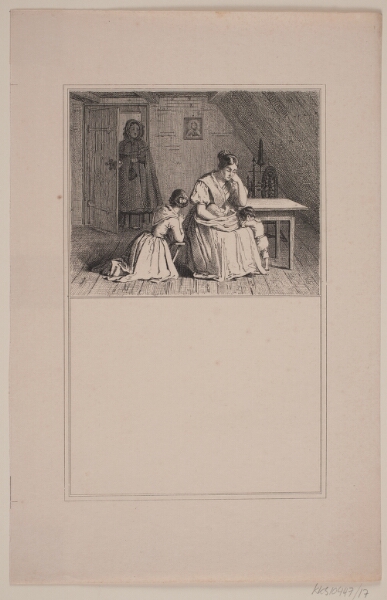 Adolph Kittendorff, En fattig familie. Prøvetryk til Chr. Winther og M. Rørbye, "25 Billeder for små børn"