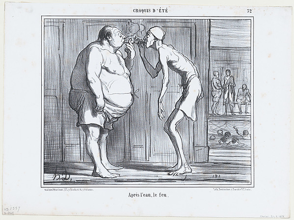 Honoré Daumier, Après l'eau, le feu, from Croquis d'Été, published in Le Charivari, July 9, 1858