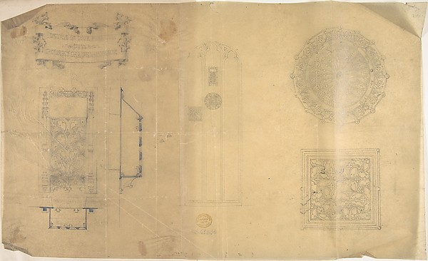 Anonymous, British, 19th century, Details of Door Furniture, St. George's Chapel, Windsor and other Ornament