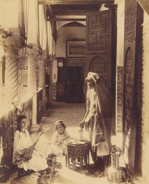 Unknown, [Woman playing sitar with child]
