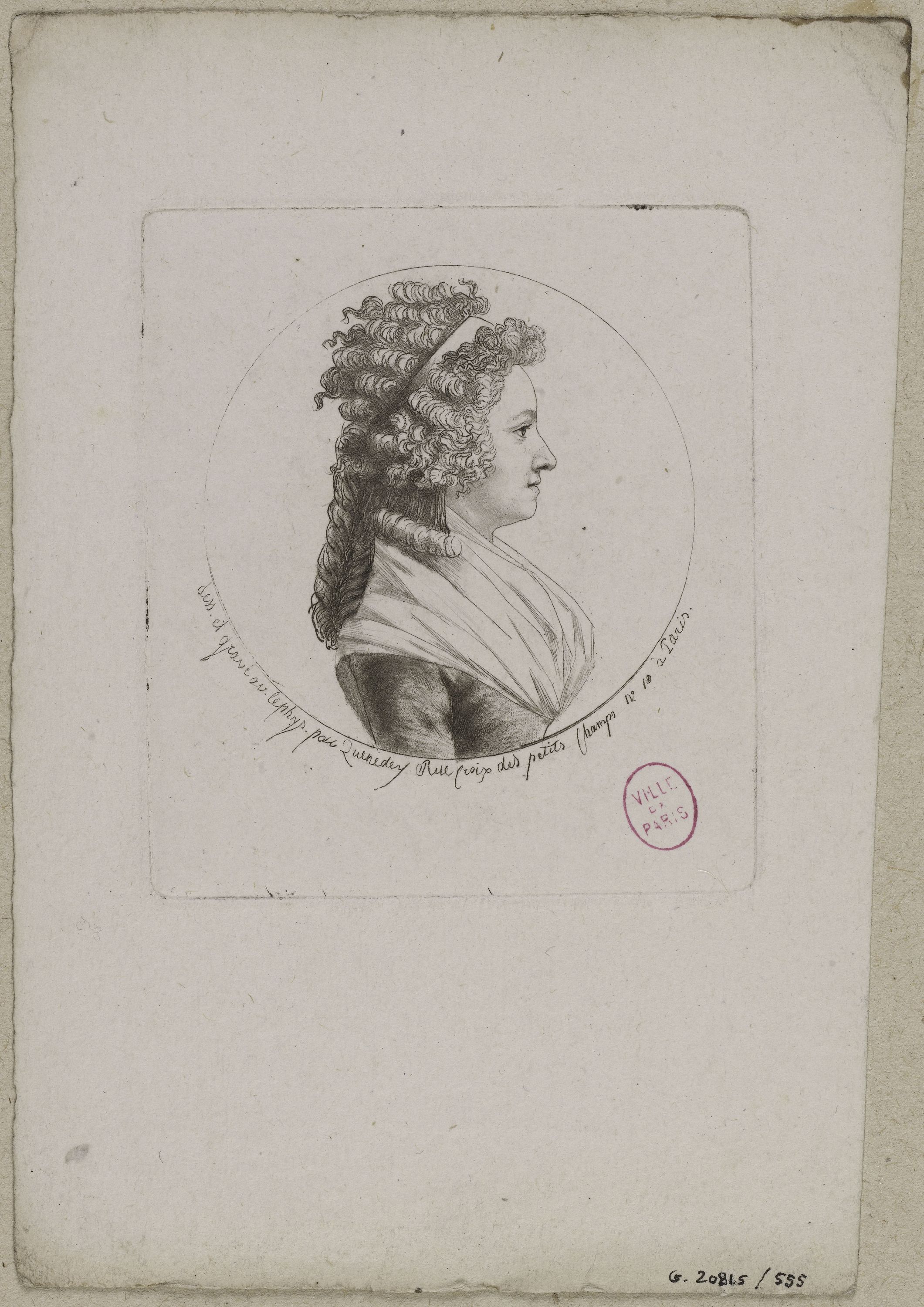 Edmé Quenedey, Portrait d'une femme, fin XVIIIème siècle/début XIXème siècle