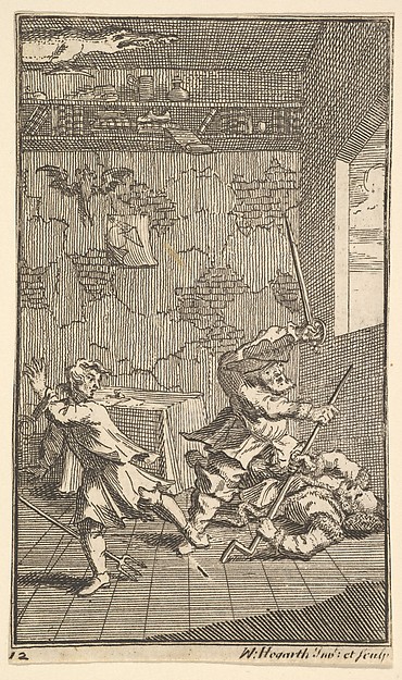 William Hogarth, Hudibras Beating Sidrophel and Whachum (Seventeen Small Illustrations for Samuel Butler's Hudibras, no. 12)