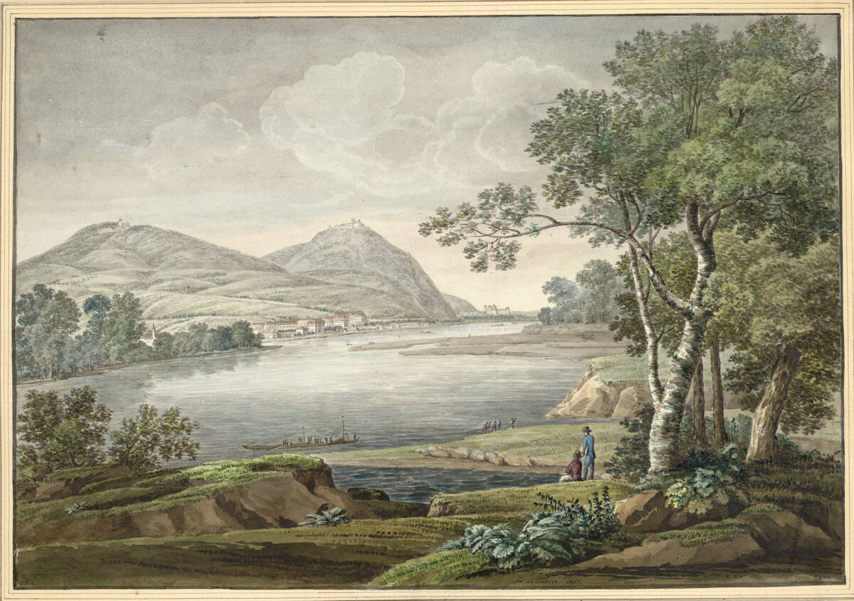 FrançoisLefèbvre, Blick über die Donau von der Schwarzen Lacke aus auf Nußdorf, Kahlenberg und Leopoldsberg