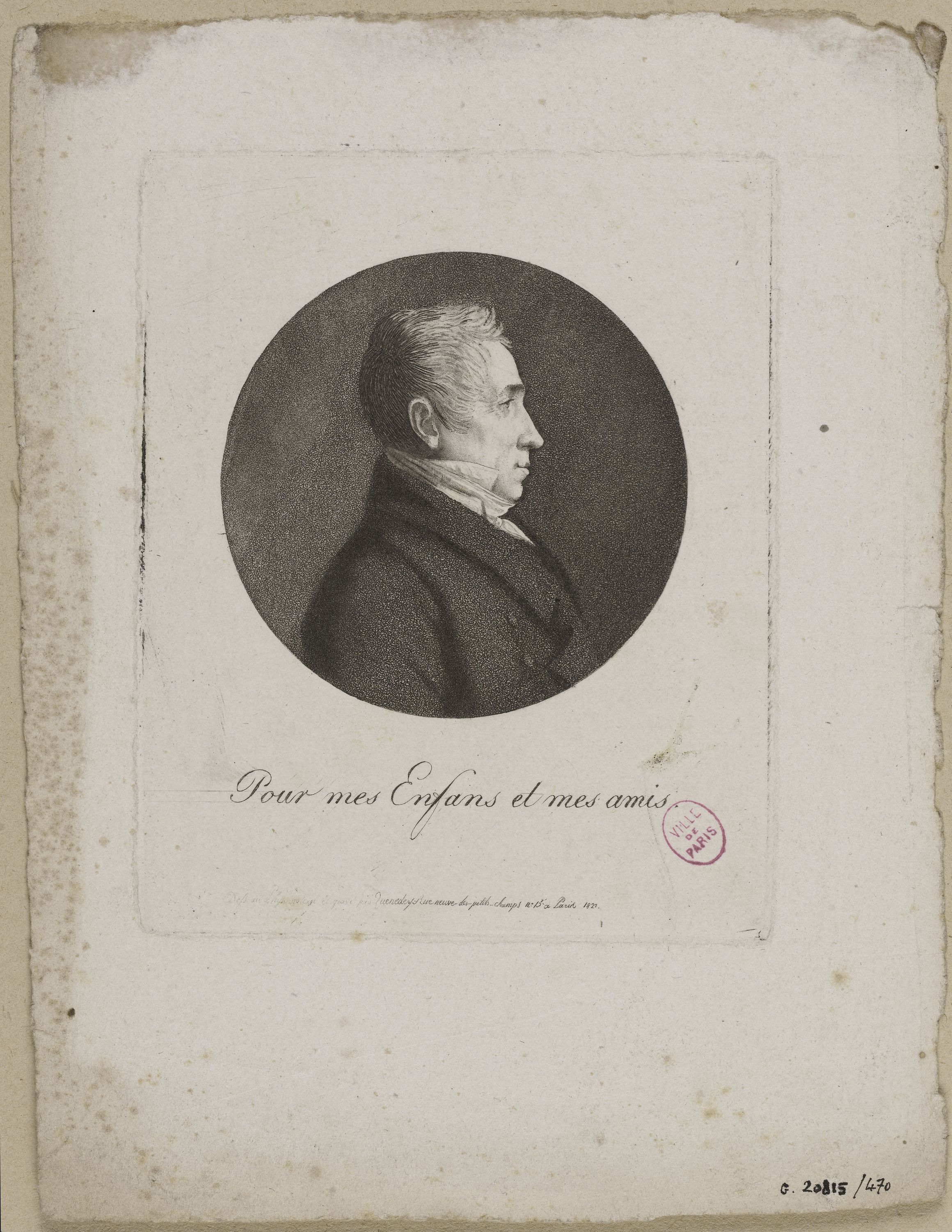 Edmé Quenedey, Portrait d'un homme, fin XVIIIème siècle/début XIXème siècle